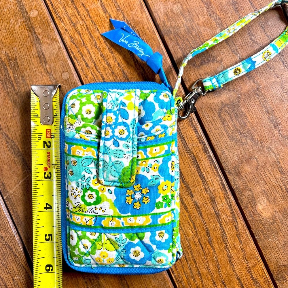 Vera Bradley wristlet, blue, white, green & yellow.